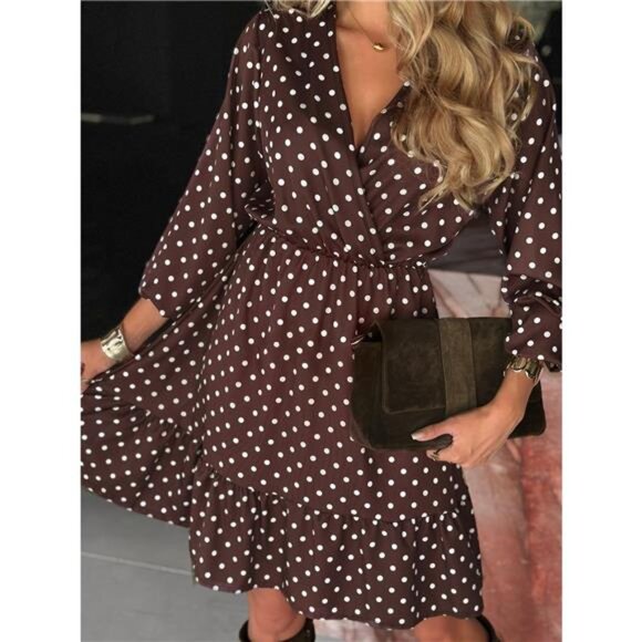 Plus Size Polka Dot Ruffle Hem Mini Dress - Picture 2 of 10